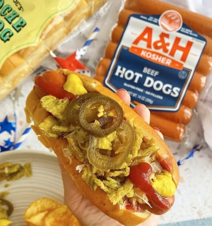 Abeles & Heymann hot dog topped with jalapenos
